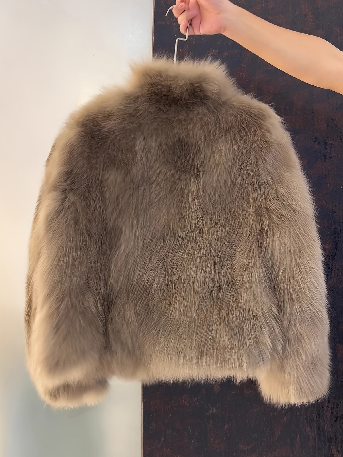 Women's Luxury Plush Fur Coat - White Fox-like Fur Jacket with Single-Button Front Closure, H-Line Silhouette & Beltless Design | Winter Warmth, Loose Fit Long Sleeve Winter Coat for Fall/Winter | Solid Color (No Pattern) | H