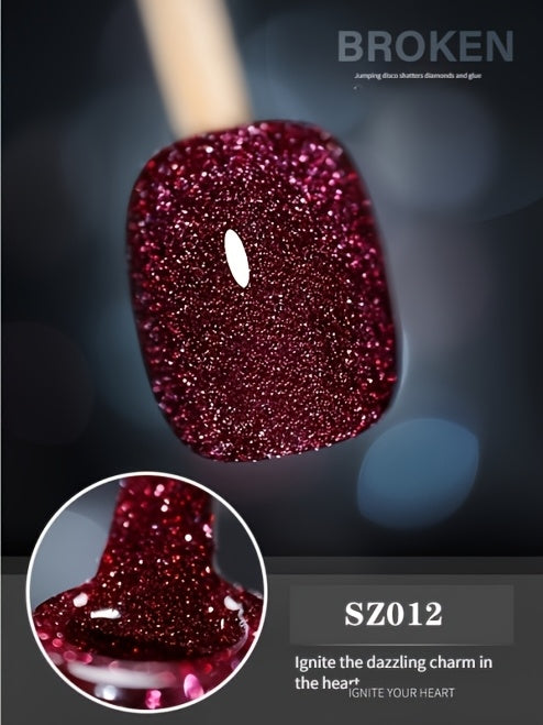 18 Colors New Disco Rhinestone Glue Ultra Bright Glitter Green Flash Nail Polish Gel with Reflective Sequins Semi-Permanent Soak Off Gel for Nails