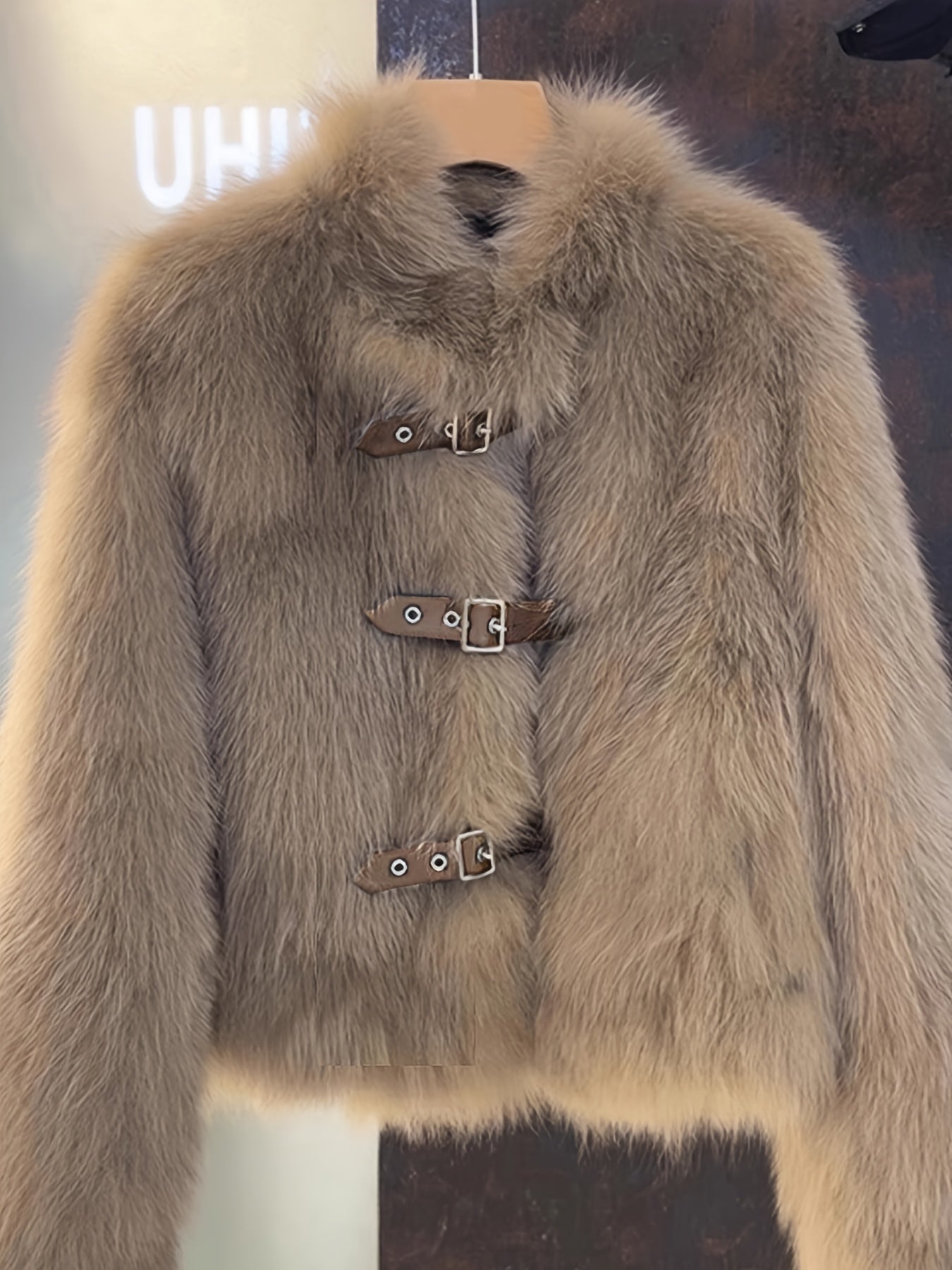 Women's Luxury Plush Fur Coat - White Fox-like Fur Jacket with Single-Button Front Closure, H-Line Silhouette & Beltless Design | Winter Warmth, Loose Fit Long Sleeve Winter Coat for Fall/Winter | Solid Color (No Pattern) | H