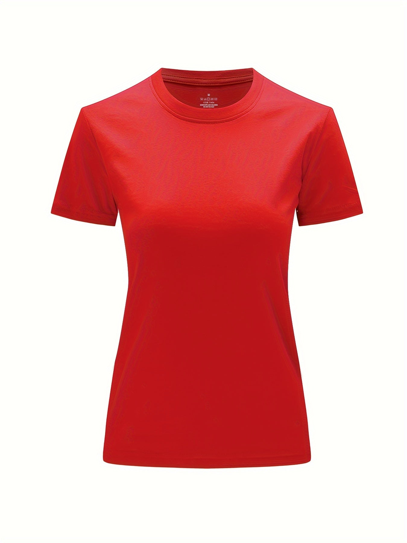 Solid Crew Neck T-Shirt, Casual Short Sleeve Top For Spring & Summer, Women'S Clothing
