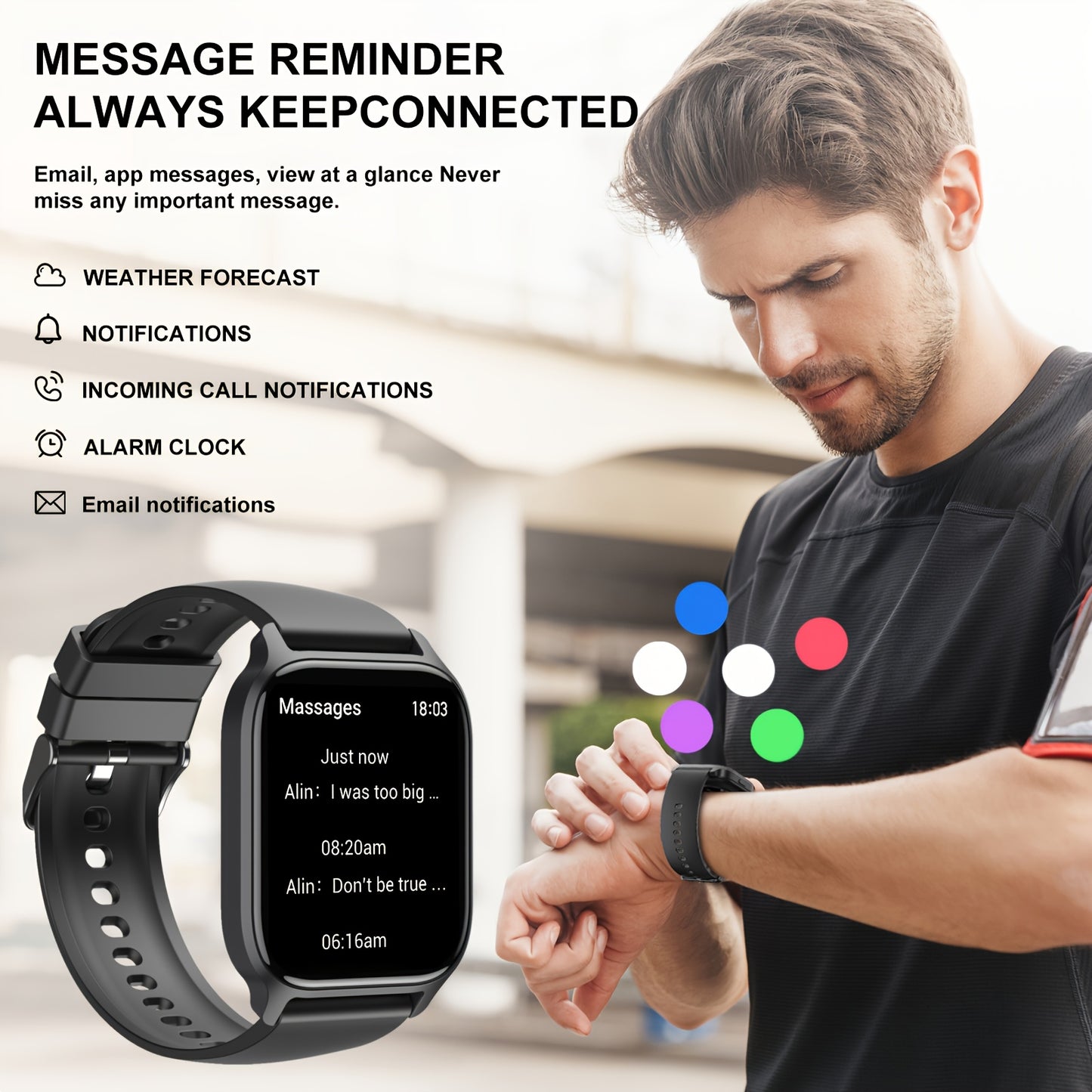 Synwoo Smart Watch, Modern Style, Wireless 5.2, IPS+TFT 4.7cm Screen, Realtek8763EWE Chip, Deployant Clasp, Magnetic Charging, Lithium Battery-Polymer 270mAh, Rechargeable Battery, with Full Touch Screen, Wireless Calling, Sl