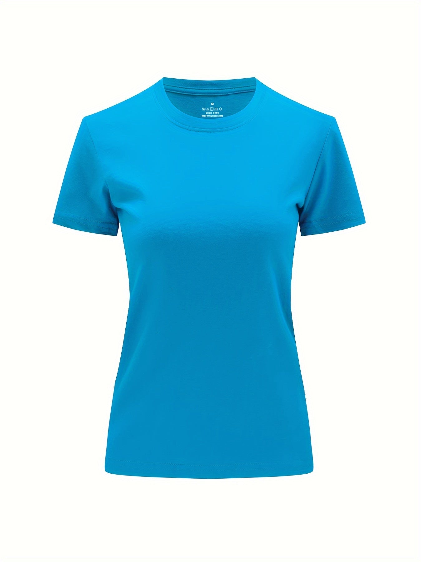 Solid Crew Neck T-Shirt, Casual Short Sleeve Top For Spring & Summer, Women'S Clothing