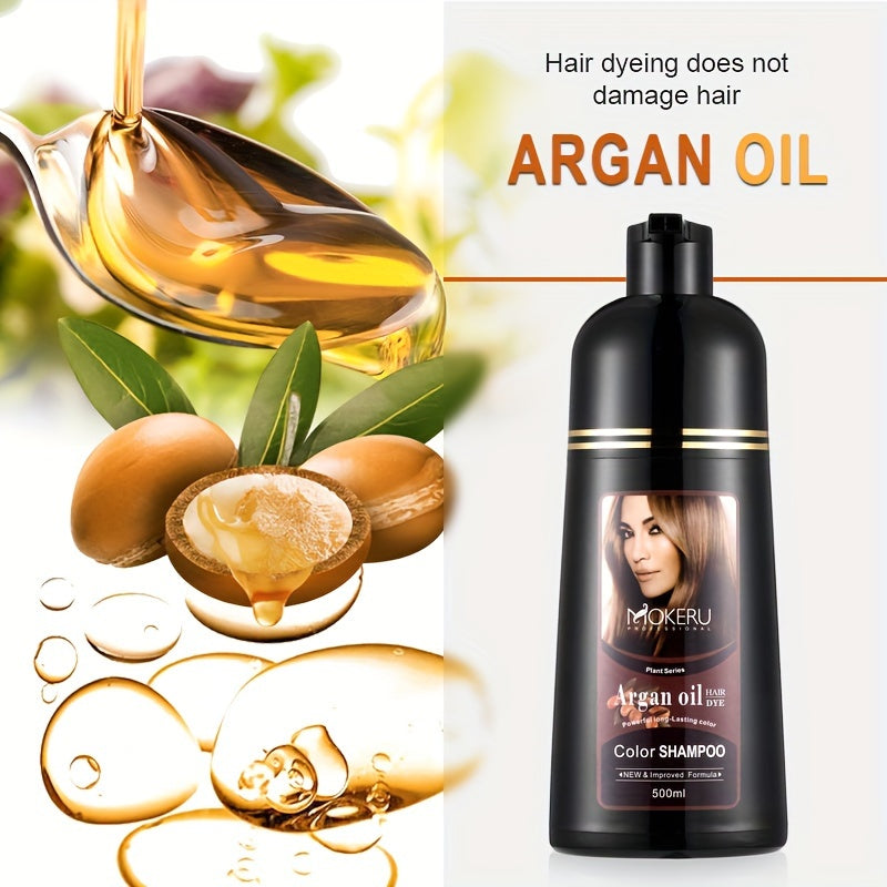 3-in-1 Argan oil hair dye for gray hair coverage Easy to use at home for both men and women