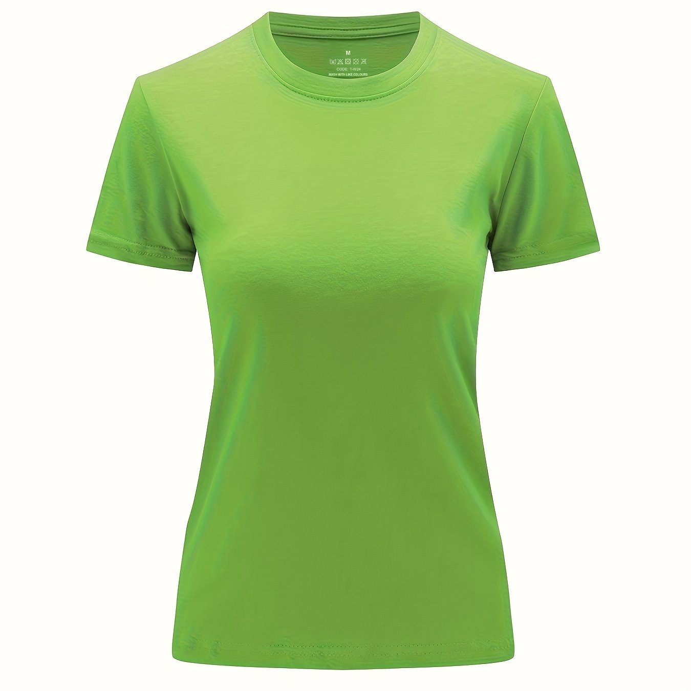 Solid Crew Neck T-Shirt, Casual Short Sleeve Top For Spring & Summer, Women'S Clothing