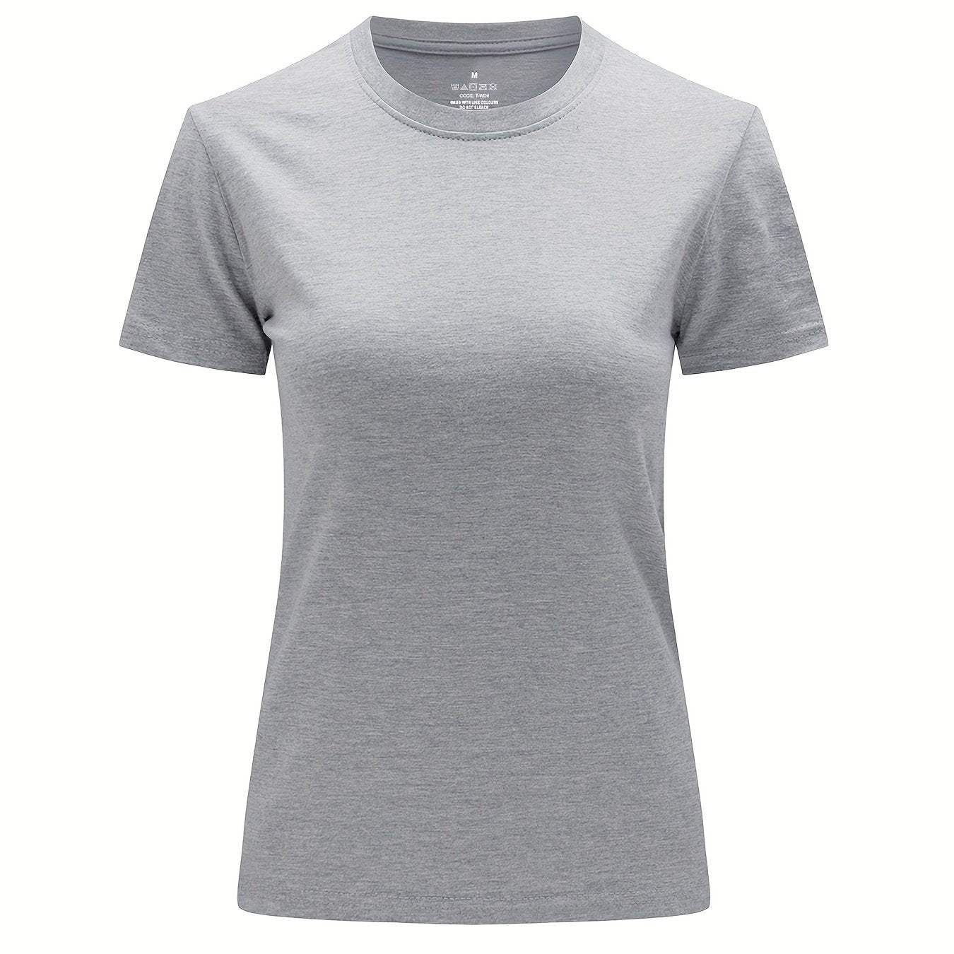 Solid Crew Neck T-Shirt, Casual Short Sleeve Top For Spring & Summer, Women'S Clothing