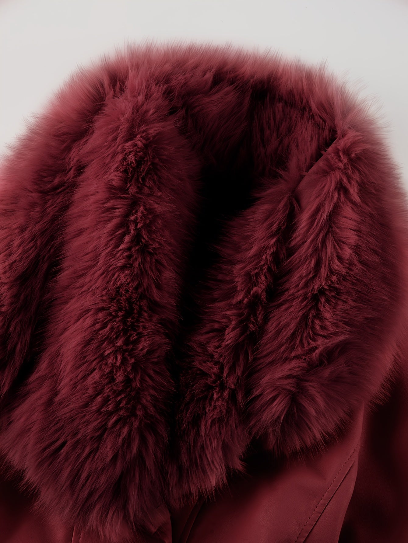 Women's Elegant Winter Jacket with Detachable Fake Fur Collar & Lapel - Belted Coat, Solid Color Long Sleeve Outerwear for Fall/Winter, Non-Stretch for Dresses/Skirts/Jeans