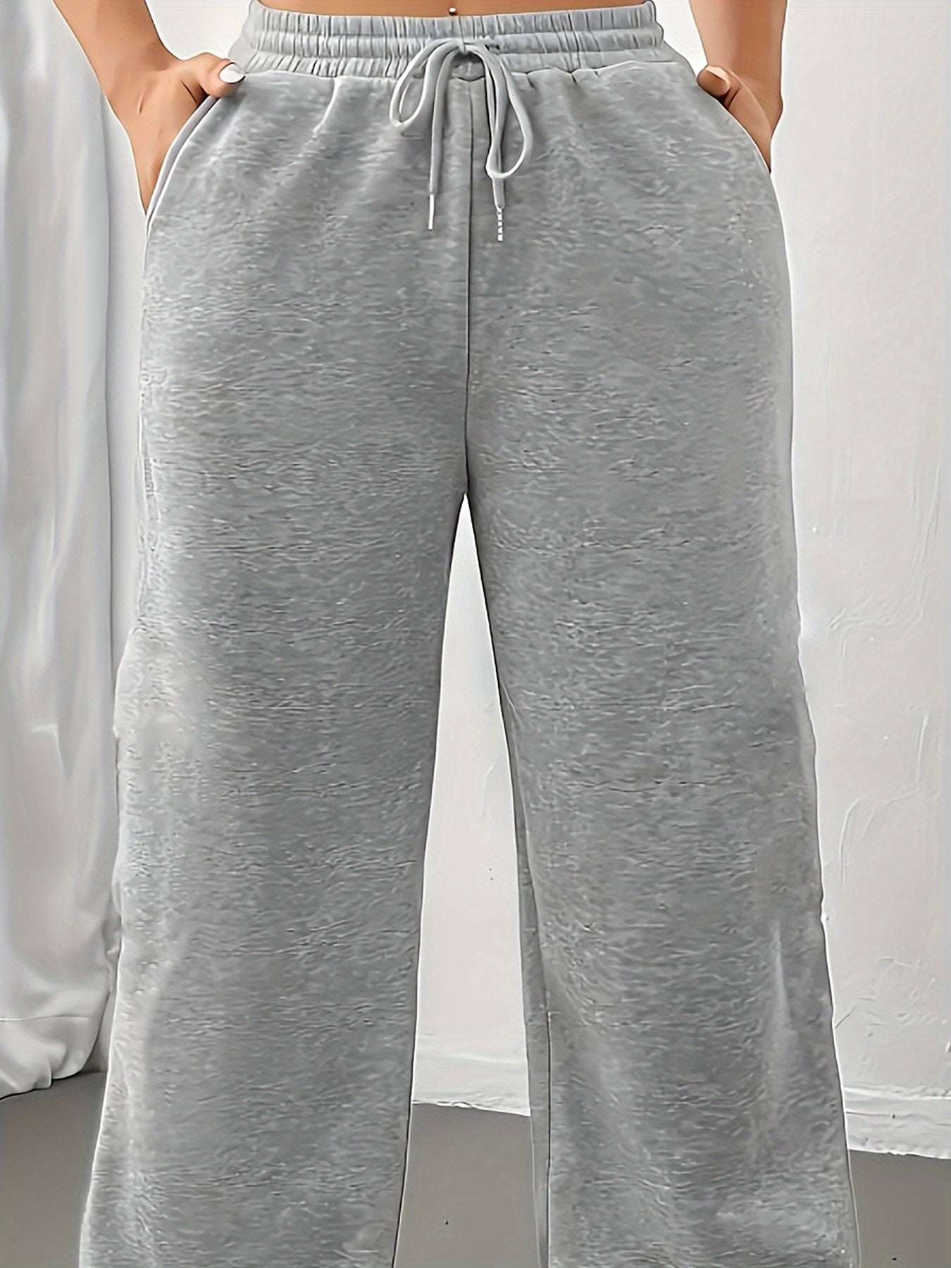 FLS0334 -Lined European and American Women's Long Pants, Loose-Fit Autumn/Winter Workwear Drawstring Casual Sweatpants