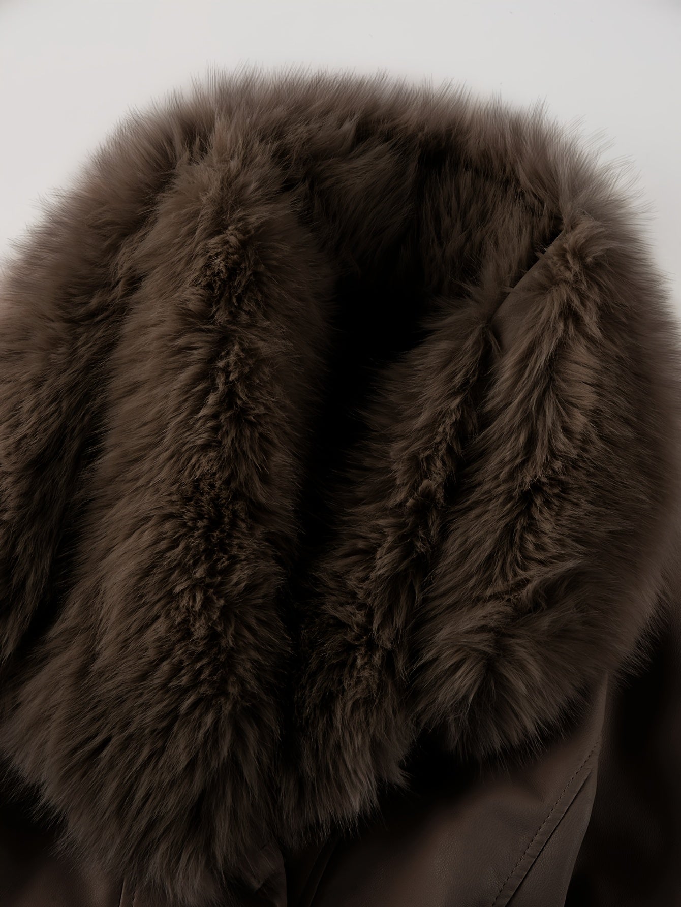 Women's Elegant Winter Jacket with Detachable Fake Fur Collar & Lapel - Belted Coat, Solid Color Long Sleeve Outerwear for Fall/Winter, Non-Stretch for Dresses/Skirts/Jeans