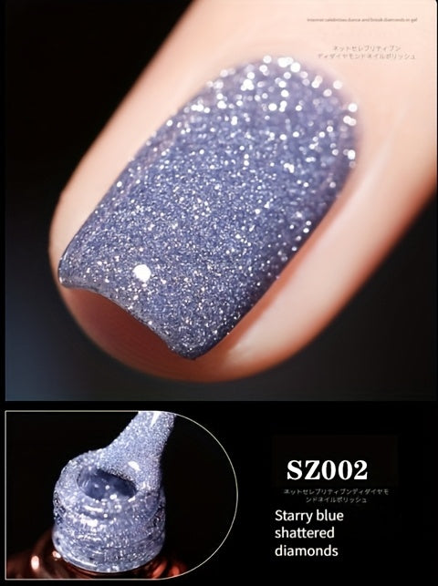 18 Colors New Disco Rhinestone Glue Ultra Bright Glitter Green Flash Nail Polish Gel with Reflective Sequins Semi-Permanent Soak Off Gel for Nails