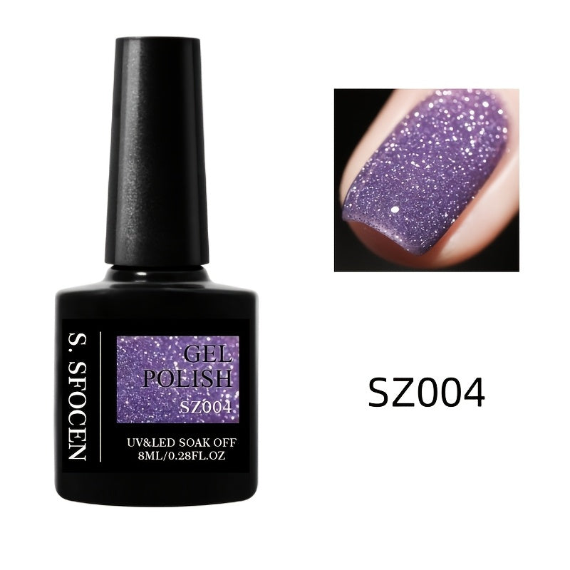 18 Colors New Disco Rhinestone Glue Ultra Bright Glitter Green Flash Nail Polish Gel with Reflective Sequins Semi-Permanent Soak Off Gel for Nails