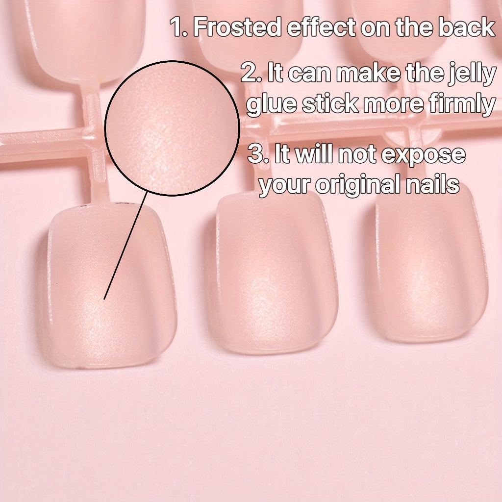 24pcs Pink & Nude Square Short Coffin Press-On Nails, Glossy Finish, Reusable & Durable French Style False Nails for Women, Easy Application, Long-Lasting, Ideal for Salon Or DIY Manicure |Bride Nails |Wedding Nails