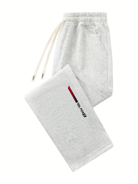 Men'S Athletic Jogger Pants with Elastic Waistband & Letter Print - Breathable Knit Fabric, Drawstring Waist, Straight-Leg Design for Gym, Running, Casual Wear - Spring/Summer/Fall, Jogging Pants, Gym Workout Clothes, Sporty