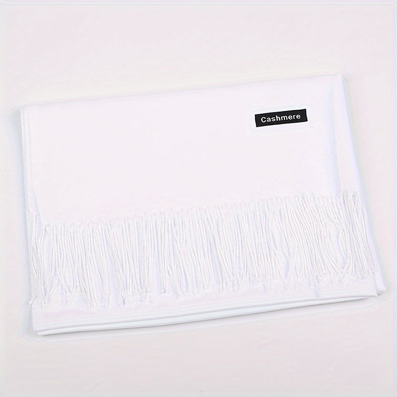 1pc Autumn and Winter Classic Plain Color Neutral Scarf Suitable for Men and Women, Elegant and Soft Warm Tassel Shawl Headscarf, Autumn and Winter Cold Protection Versatile Scarf, Suitable as a Gift