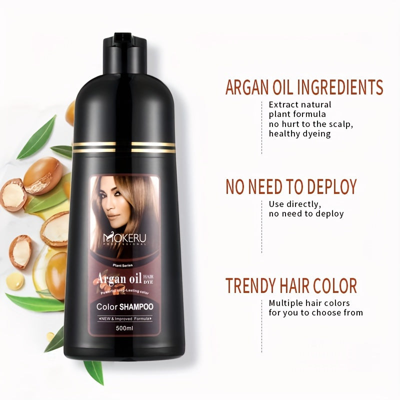3-in-1 Argan oil hair dye for gray hair coverage Easy to use at home for both men and women