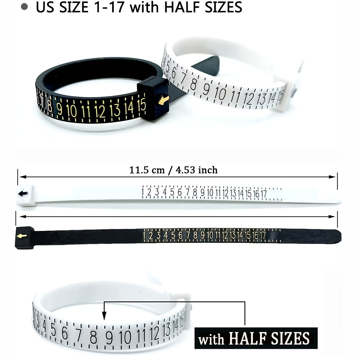 1pc Ring Sizer Measuring Tool - Clear, with Measurement Markings (1-17 US Ring Sizes) - for Jewelry Making, Ring Sizing, Gift - Durable & Portable Finger Gauge for Professionals & Hobbyists, Professional Jewelry Tool, Clear M