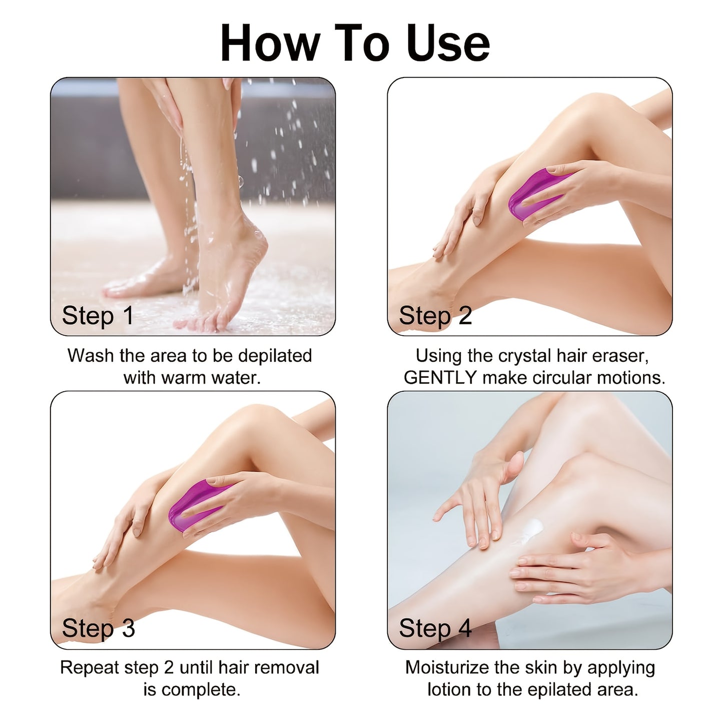 1 Unit of Crystal Hair Remover Suitable for Both Genders - a Painless Tool for Exfoliation, Reusable And Waterproof, Available in Blue, Pink, Golden Beige, And Purple, Designed for Smooth Skin on The Back, Arms, And Legs.