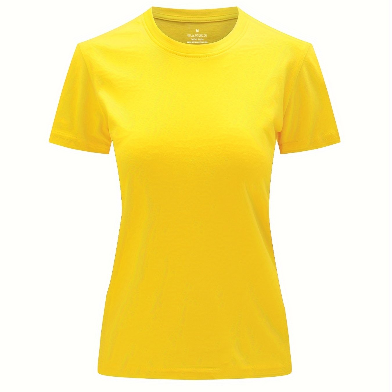 Solid Crew Neck T-Shirt, Casual Short Sleeve Top For Spring & Summer, Women'S Clothing