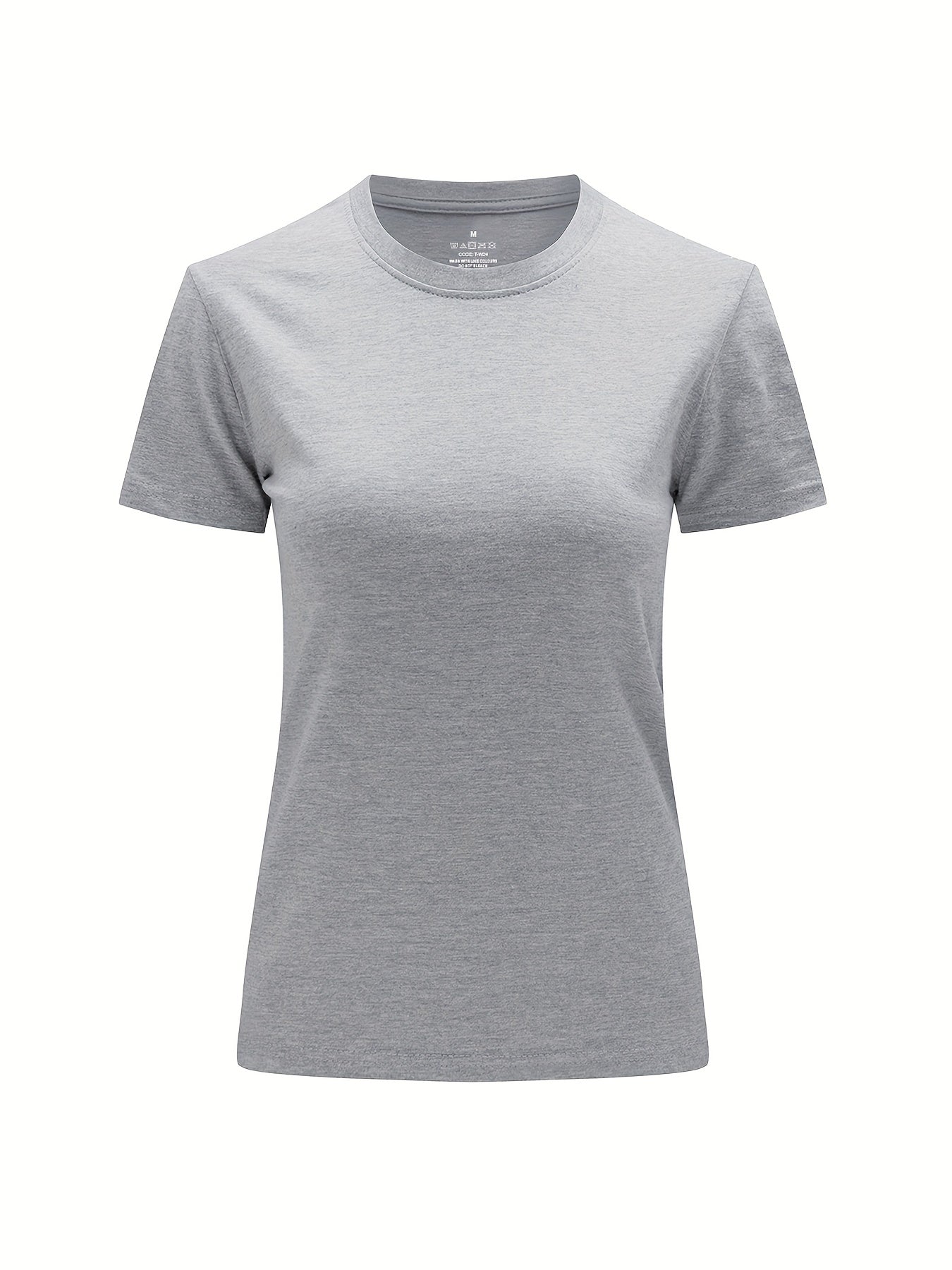 Solid Crew Neck T-Shirt, Casual Short Sleeve Top For Spring & Summer, Women'S Clothing