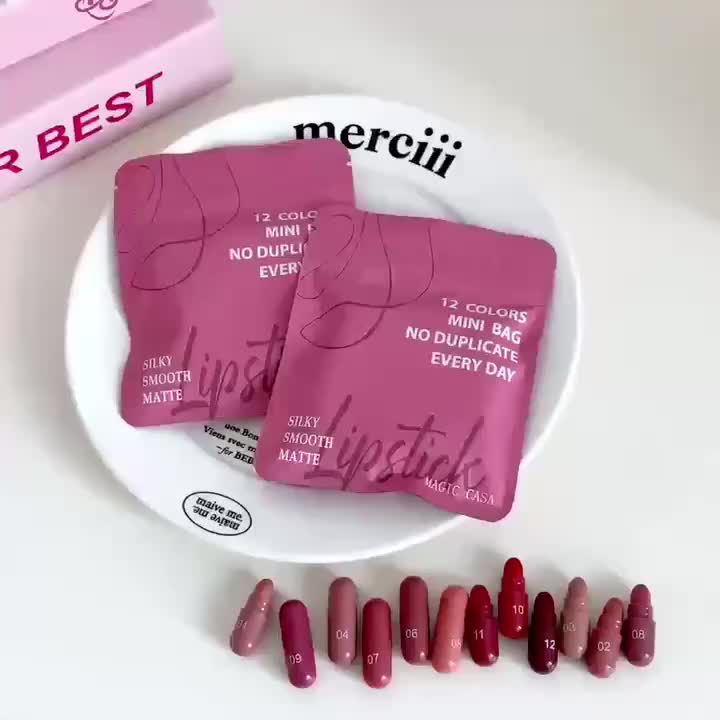 12-Color Capsule Lipstick Set - Long-Lasting Matte Finish, Non-Fading, Plant-Based Squalane, Ideal for Daily Use & Gifting, Includes 12 Vibrant Shades (Red, Orange, Yellow, Green, Blue, Purple, Pink, Black, White, Brown, Beig