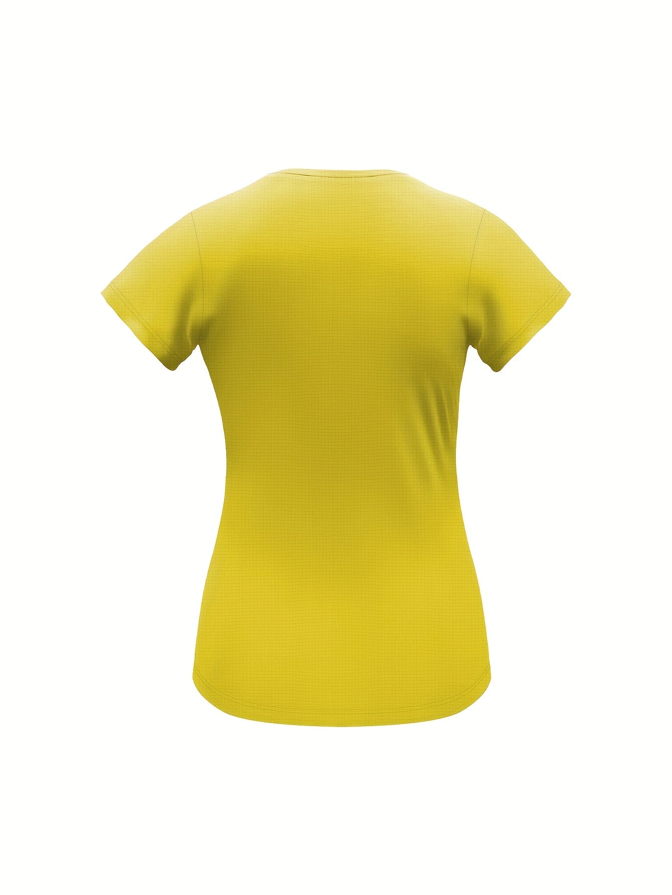 Women'S Yellow Short-Sleeve T-Shirt - Comfortable, Breathable Polyester, Round Neck, Ideal for Running, Training, and Gym Sessions, Summer Outdoor Sportswear, Training Apparel | Sporty Casualwear | Knit Construction