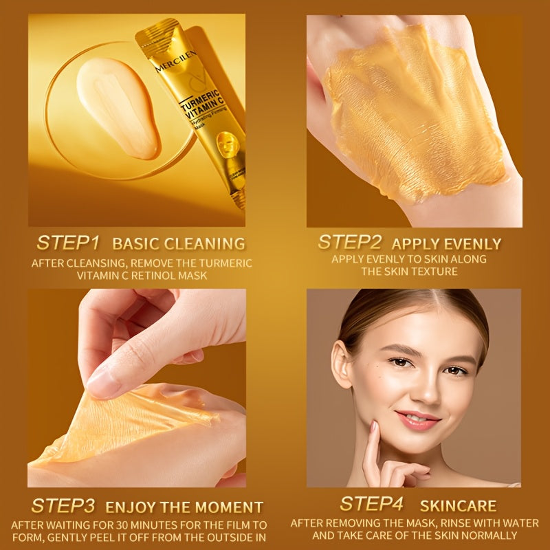 Turmeric Vitamin C retinol Moisturizing and firming Mask 6g*10 pack, added aloe vera, hyaluronic acid and phytosqualane, deep cleansing, moisturizing and firming, suitable for all Light Beige types, even Light Beige, Travel p