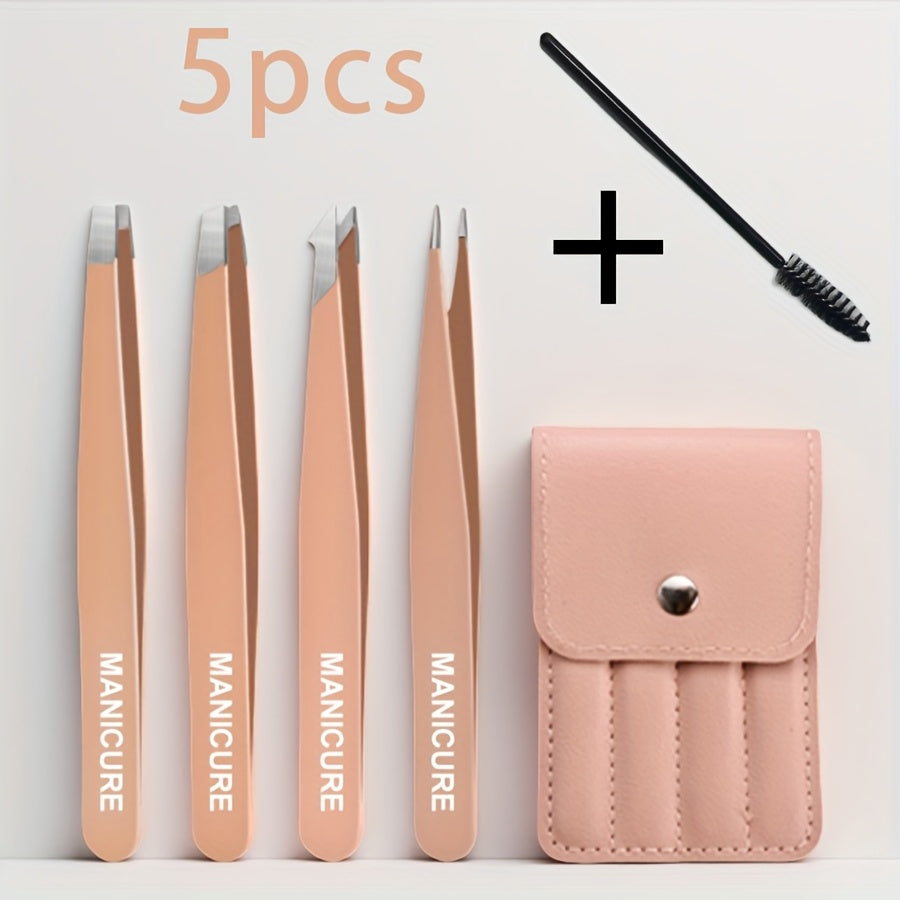 4pcs Stainless Steel Eyebrow Tweezers Set Purple Makeup Tools for Eyelash Grafting, Eyebrow Sculpting, Beard Removal and Fake Eyelashes Assistance