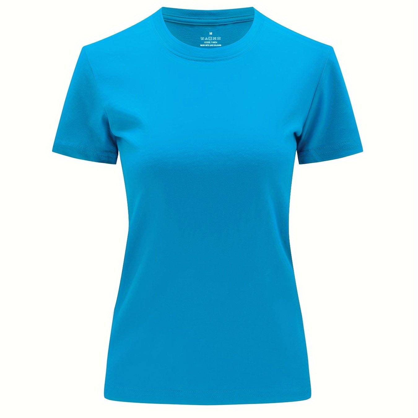 Solid Crew Neck T-Shirt, Casual Short Sleeve Top For Spring & Summer, Women'S Clothing