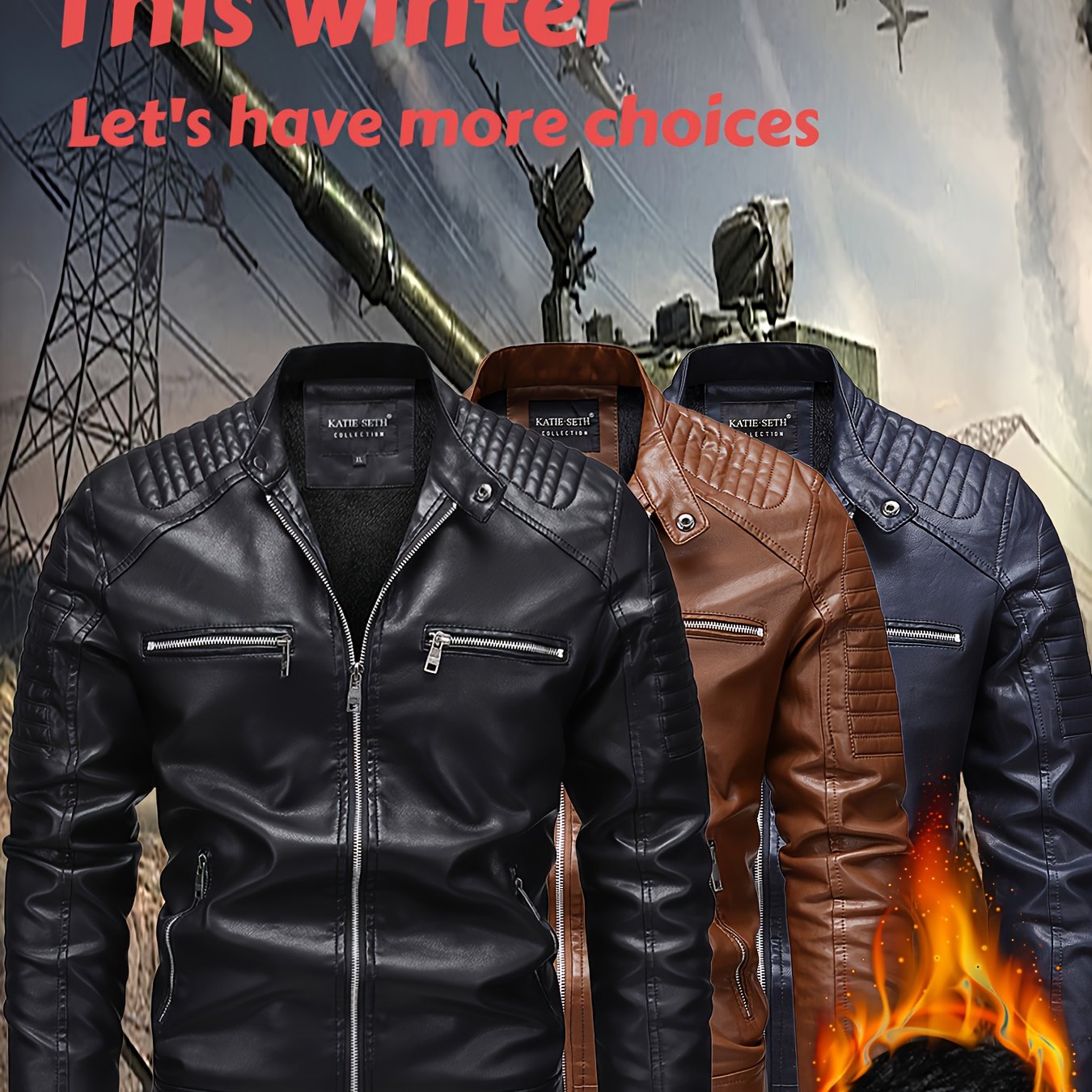 's Bomber Jacket with Plush - Full-Zip Windproof Coat, Stand Collar & Zippered Pockets, Golden-Tone Zipper (Black/Brown/Tan) - Casual & Style Outerwear, Hand Washable Jacket