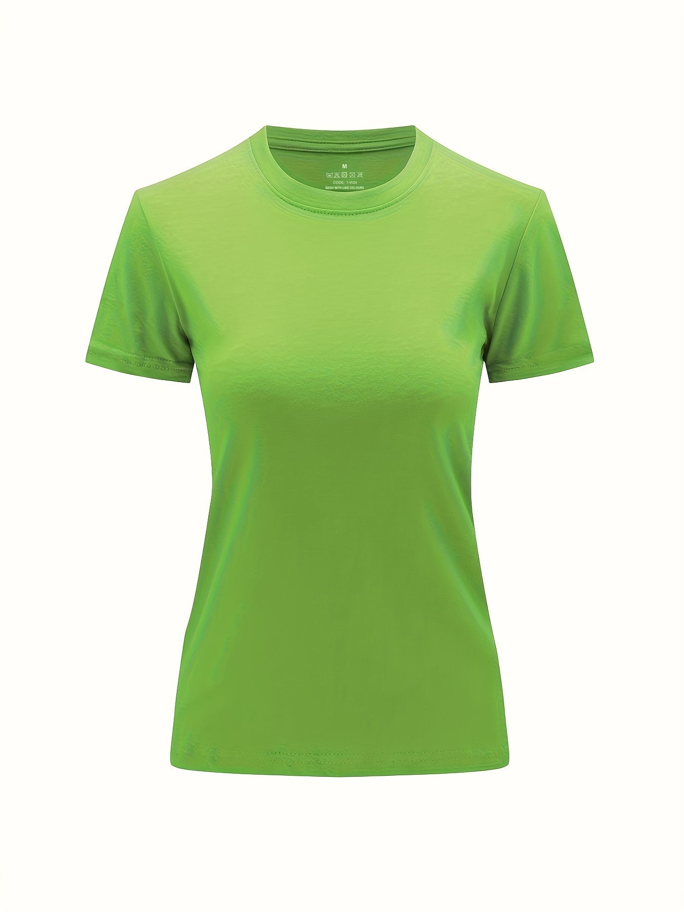 Solid Crew Neck T-Shirt, Casual Short Sleeve Top For Spring & Summer, Women'S Clothing