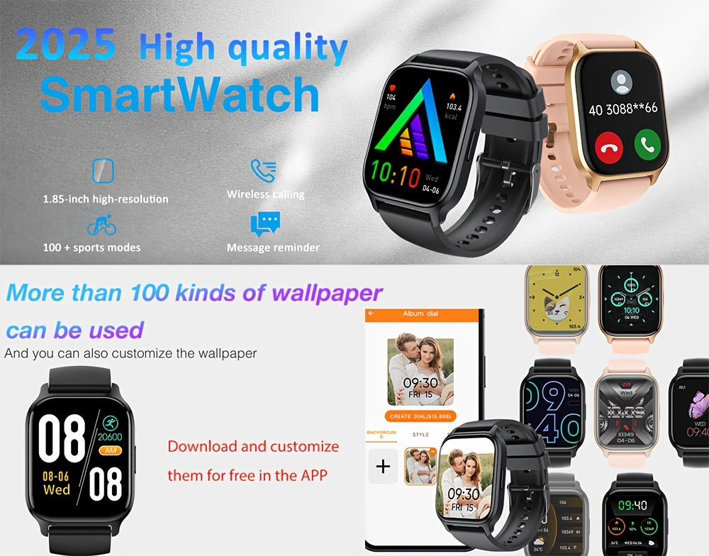 Synwoo Smart Watch, Modern Style, Wireless 5.2, IPS+TFT 4.7cm Screen, Realtek8763EWE Chip, Deployant Clasp, Magnetic Charging, Lithium Battery-Polymer 270mAh, Rechargeable Battery, with Full Touch Screen, Wireless Calling, Sl