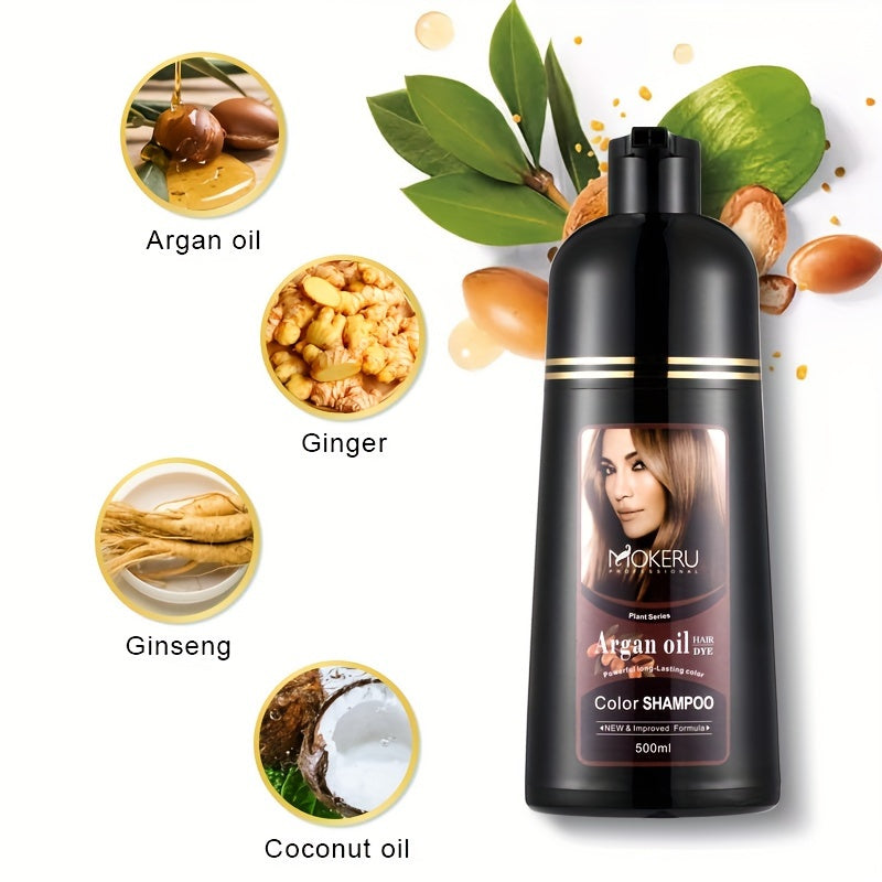 3-in-1 Argan oil hair dye for gray hair coverage Easy to use at home for both men and women