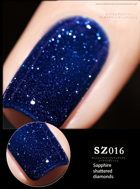 18 Colors New Disco Rhinestone Glue Ultra Bright Glitter Green Flash Nail Polish Gel with Reflective Sequins Semi-Permanent Soak Off Gel for Nails