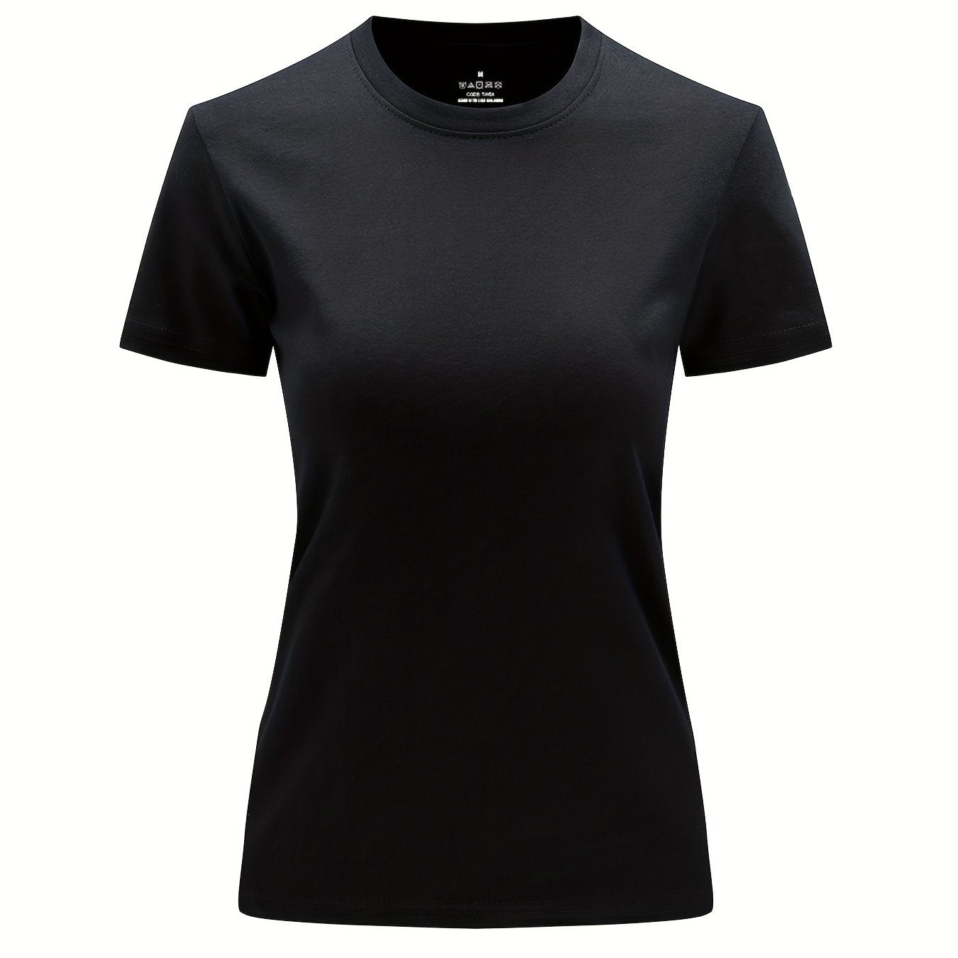 Solid Crew Neck T-Shirt, Casual Short Sleeve Top For Spring & Summer, Women'S Clothing