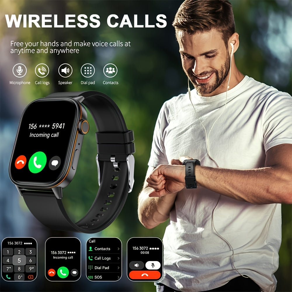 The 2025 new fashion smartwatch with built-in GPS features a 2.01-inch large screen, a 420mAh battery, supports AI voice commands, wireless calls and text reminders, over 100 sports modes, suitable for both women and men. It