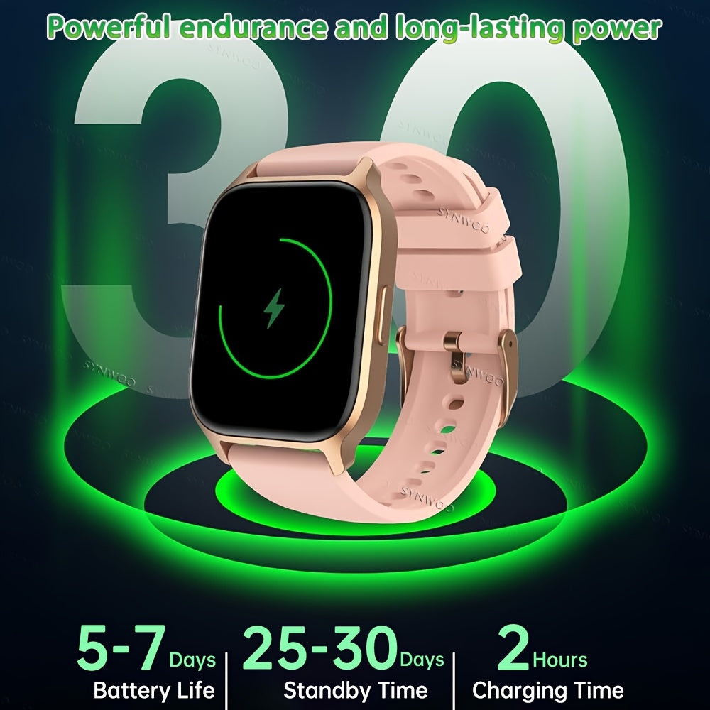 Synwoo Smart Watch, Modern Style, Wireless 5.2, IPS+TFT 4.7cm Screen, Realtek8763EWE Chip, Deployant Clasp, Magnetic Charging, Lithium Battery-Polymer 270mAh, Rechargeable Battery, with Full Touch Screen, Wireless Calling, Sl