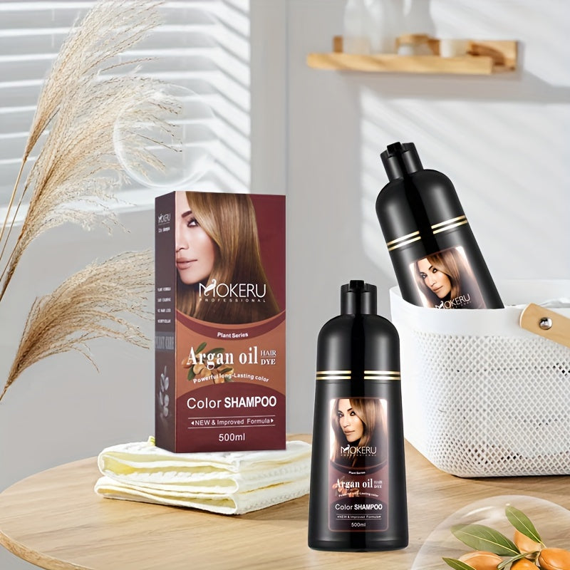 3-in-1 Argan oil hair dye for gray hair coverage Easy to use at home for both men and women