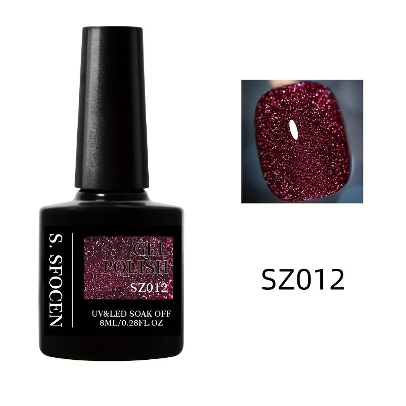 18 Colors New Disco Rhinestone Glue Ultra Bright Glitter Green Flash Nail Polish Gel with Reflective Sequins Semi-Permanent Soak Off Gel for Nails