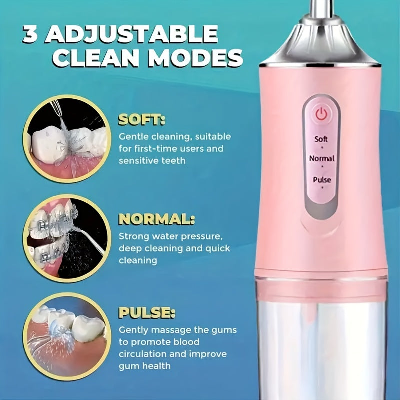 Wireless Electric Water Flosser Set with 4 Nozzles - 360° Rotatable Nozzle, USB Charging, Lithium Battery, Suitable for Daily Teeth Care and Gum Cleaning, Dental Flosser, Mouth Irrigator, Tooth Cleaner, Dental Irrigator, Wat