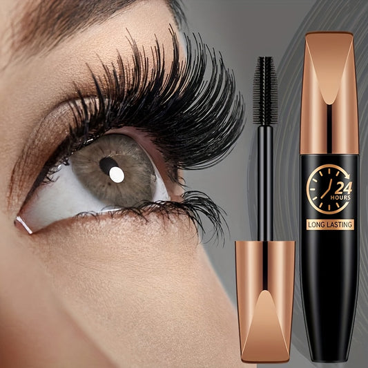 Large Eye High-end Thickened Eyelash Mascara - Waterproof 8D Fiber Lash Enhancer, Curling and Lengthening Formula with Fluffy Brush Head, All-Day Smudge Protection, Black Mascara, Anti-Ball Shadow, Fine Tube Packaging, No Cru