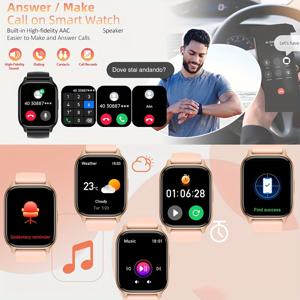 Synwoo Smart Watch, Modern Style, Wireless 5.2, IPS+TFT 4.7cm Screen, Realtek8763EWE Chip, Deployant Clasp, Magnetic Charging, Lithium Battery-Polymer 270mAh, Rechargeable Battery, with Full Touch Screen, Wireless Calling, Sl