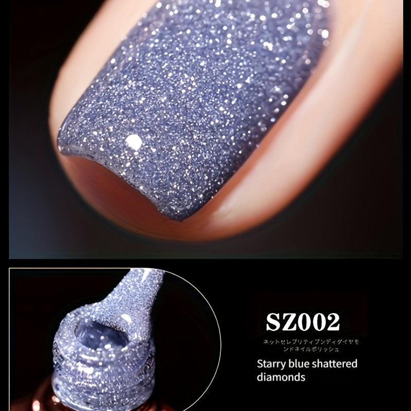 18 Colors New Disco Rhinestone Glue Ultra Bright Glitter Green Flash Nail Polish Gel with Reflective Sequins Semi-Permanent Soak Off Gel for Nails