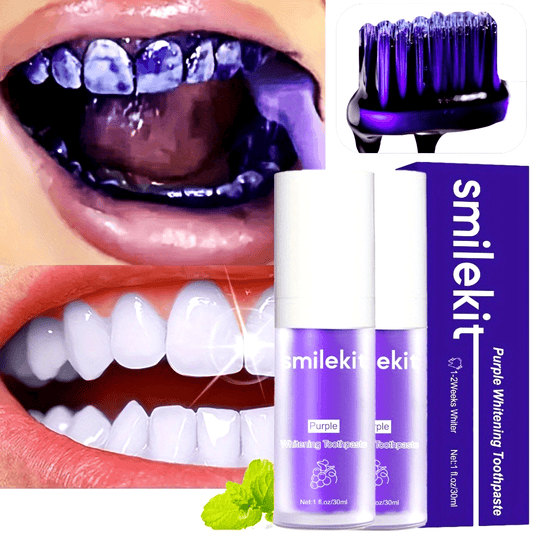 SMILEKIT Purple Whitening Toothpaste, Grape Flavor, Deep Clean Formula for Fresh Breath, 1-Pack Paste