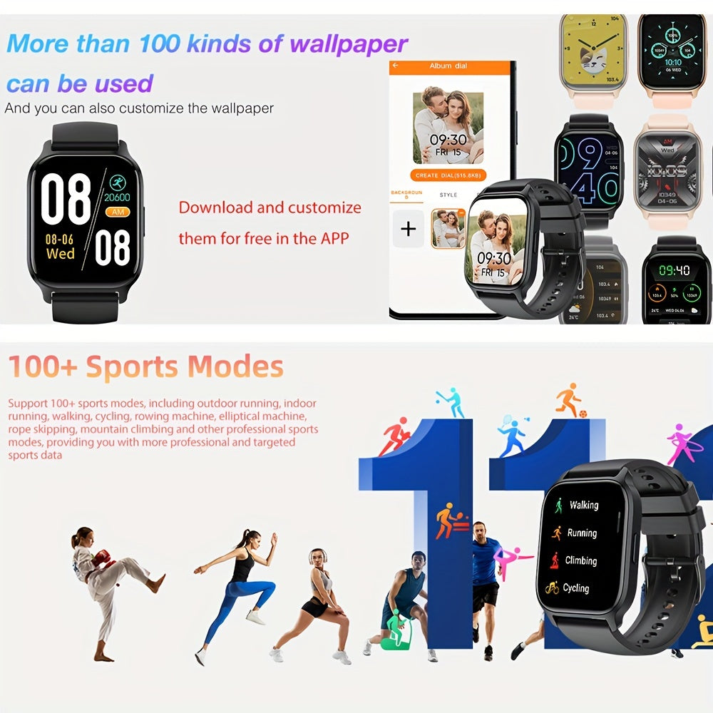 Synwoo Smart Watch, Modern Style, Wireless 5.2, IPS+TFT 4.7cm Screen, Realtek8763EWE Chip, Deployant Clasp, Magnetic Charging, Lithium Battery-Polymer 270mAh, Rechargeable Battery, with Full Touch Screen, Wireless Calling, Sl
