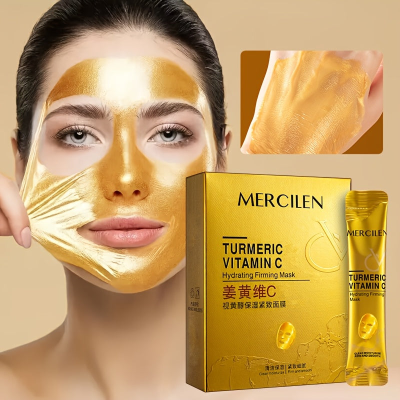 Turmeric Vitamin C retinol Moisturizing and firming Mask 6g*10 pack, added aloe vera, hyaluronic acid and phytosqualane, deep cleansing, moisturizing and firming, suitable for all Light Beige types, even Light Beige, Travel p
