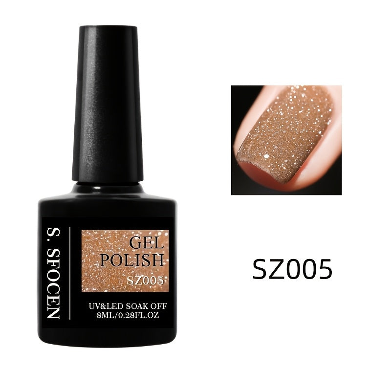 18 Colors New Disco Rhinestone Glue Ultra Bright Glitter Green Flash Nail Polish Gel with Reflective Sequins Semi-Permanent Soak Off Gel for Nails