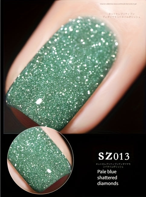 18 Colors New Disco Rhinestone Glue Ultra Bright Glitter Green Flash Nail Polish Gel with Reflective Sequins Semi-Permanent Soak Off Gel for Nails