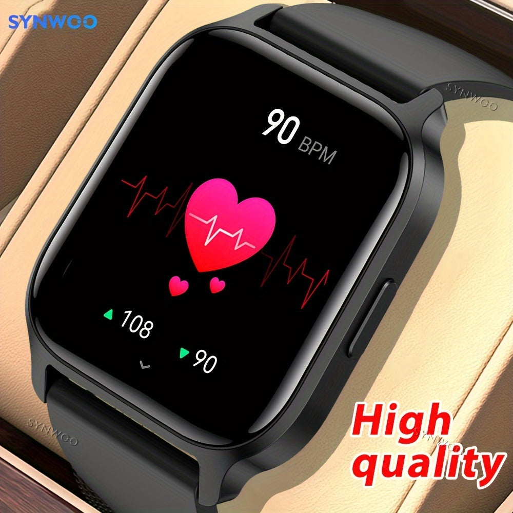 Synwoo Smart Watch, Modern Style, Wireless 5.2, IPS+TFT 4.7cm Screen, Realtek8763EWE Chip, Deployant Clasp, Magnetic Charging, Lithium Battery-Polymer 270mAh, Rechargeable Battery, with Full Touch Screen, Wireless Calling, Sl