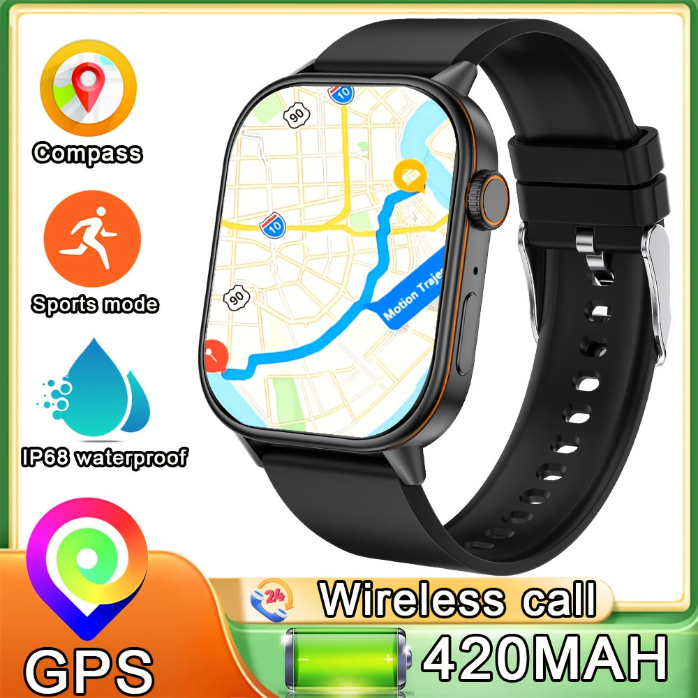 The 2025 new fashion smartwatch with built-in GPS features a 2.01-inch large screen, a 420mAh battery, supports AI voice commands, wireless calls and text reminders, over 100 sports modes, suitable for both women and men. It