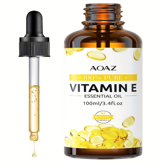 AOAZ Pure Vitamin E Essential Oil, 100ml - Hypoallergenic, Moisturizes & Smooths Skin, Hair, and Body, with Vitamins for Soft, Radiant Skin