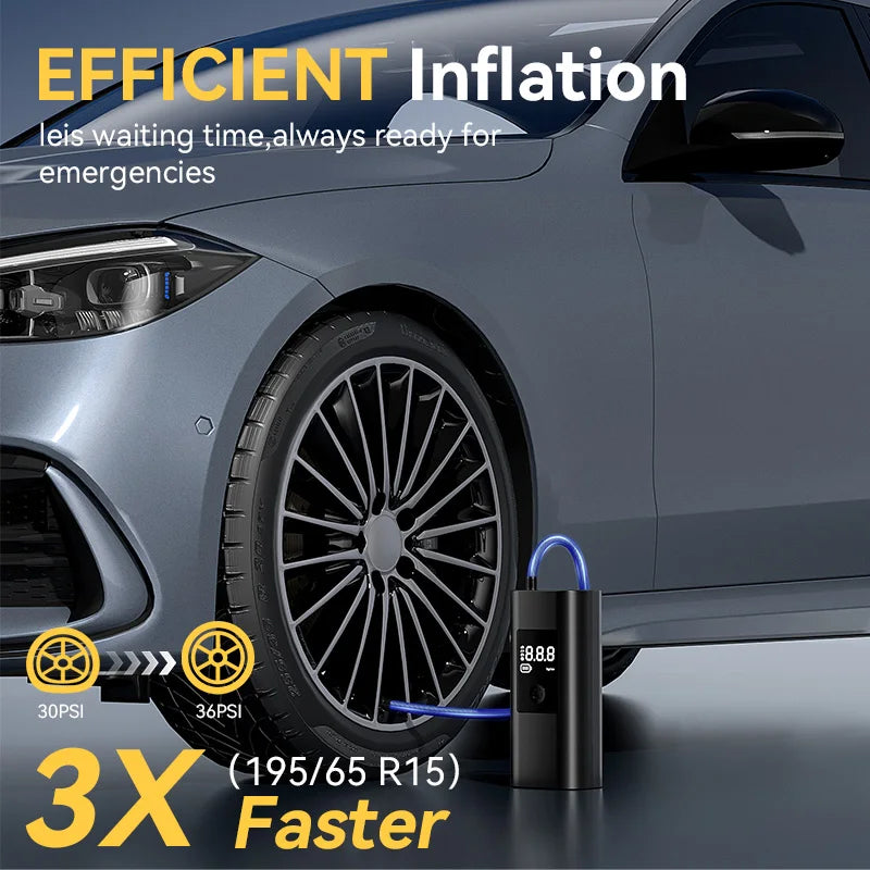 Portable Tire Inflator Air Compressor - 150PSI Cordless Electric Air Pump for Cars, Motorcycles, Bicycles